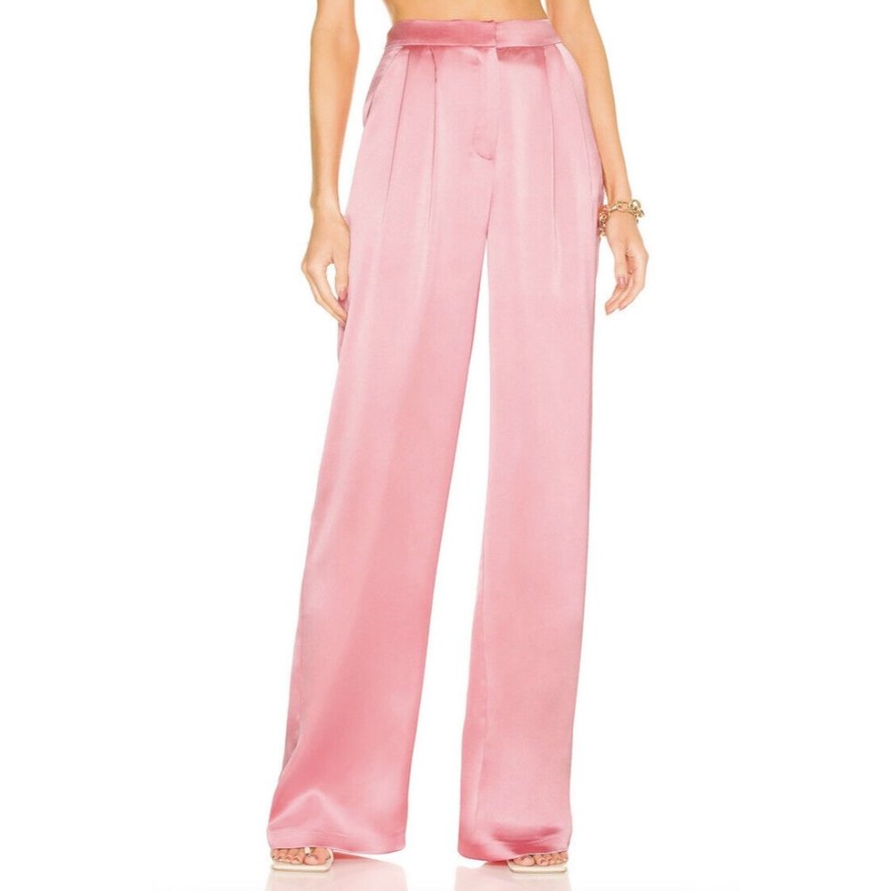 SELMACILEK Wide Leg Pants Pink High Waisted